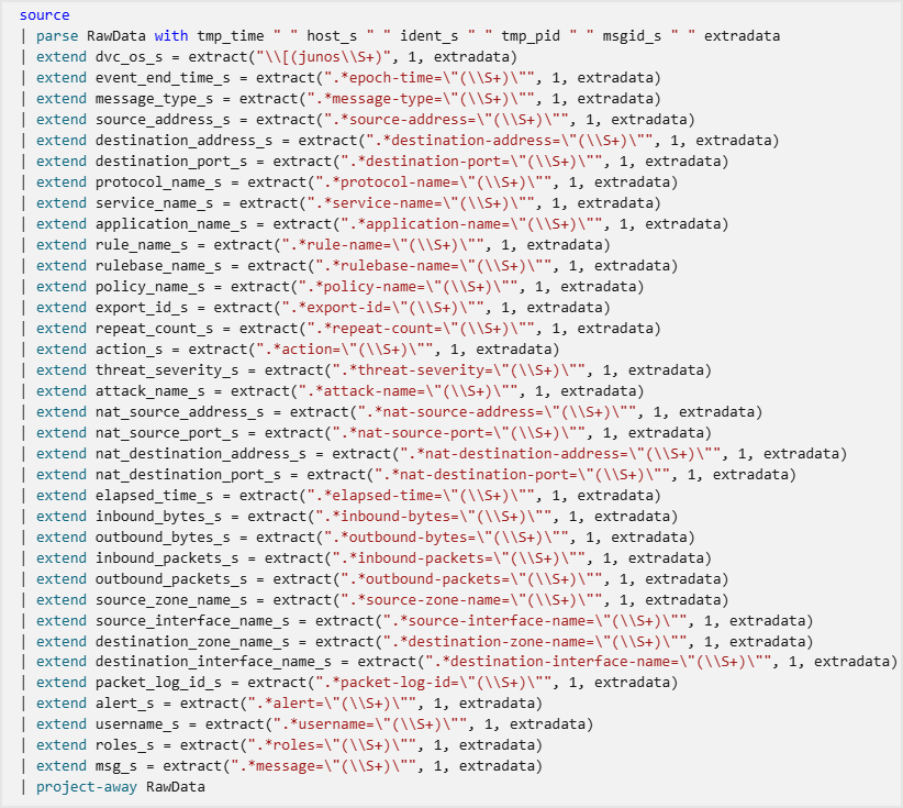 Screenshot showing expanded Kusto query with line breaks for readability.