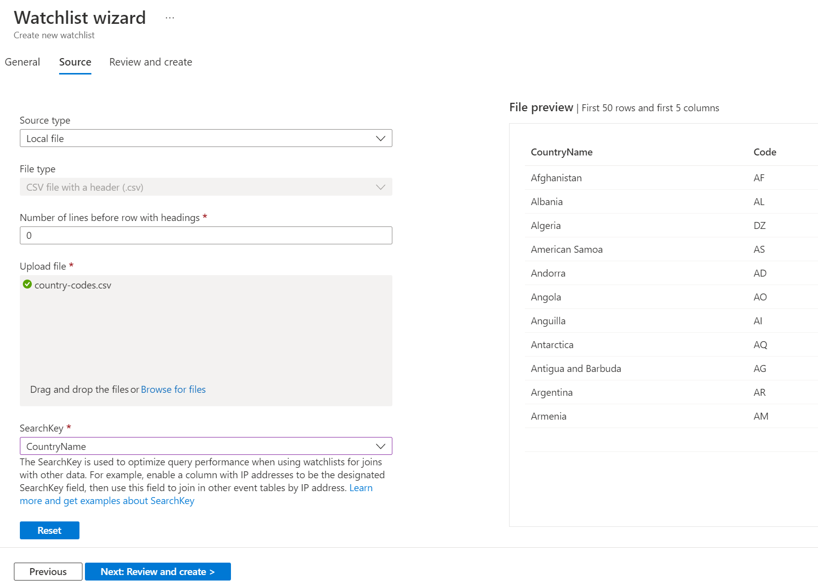 Screenshot showing the watchlist source tab.