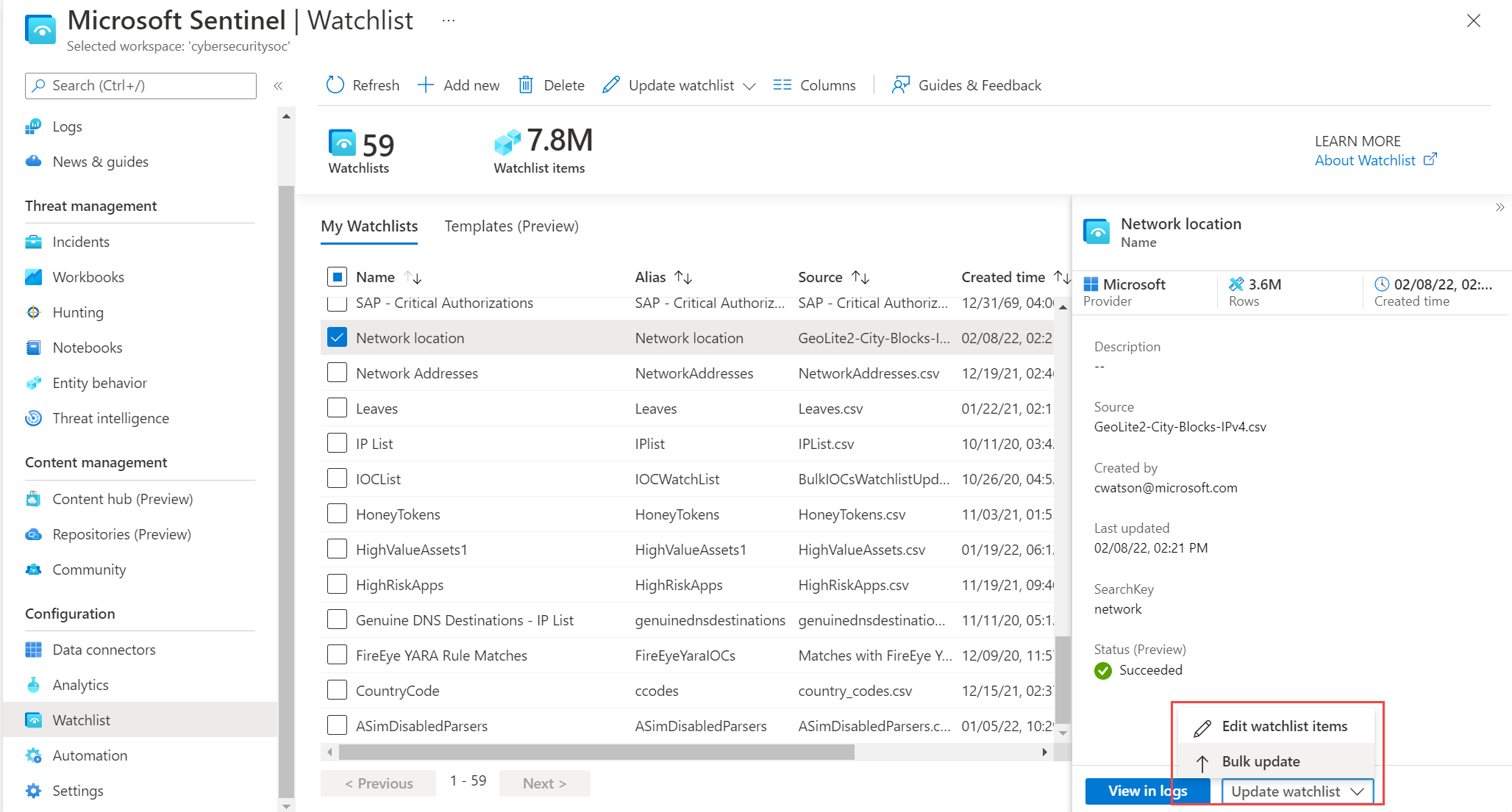 Screenshot of the bulk update option on the bottom of the details pane.