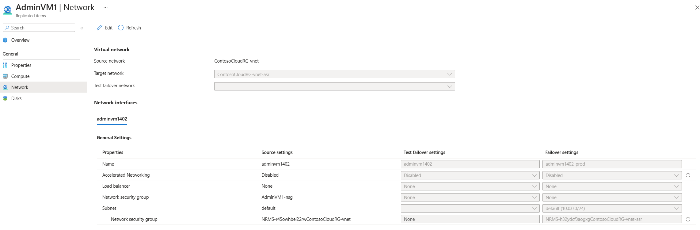 Screenshot of Accelerated Networking setting.