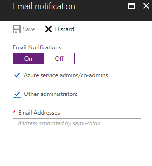 Screenshot displays Email notifications view.