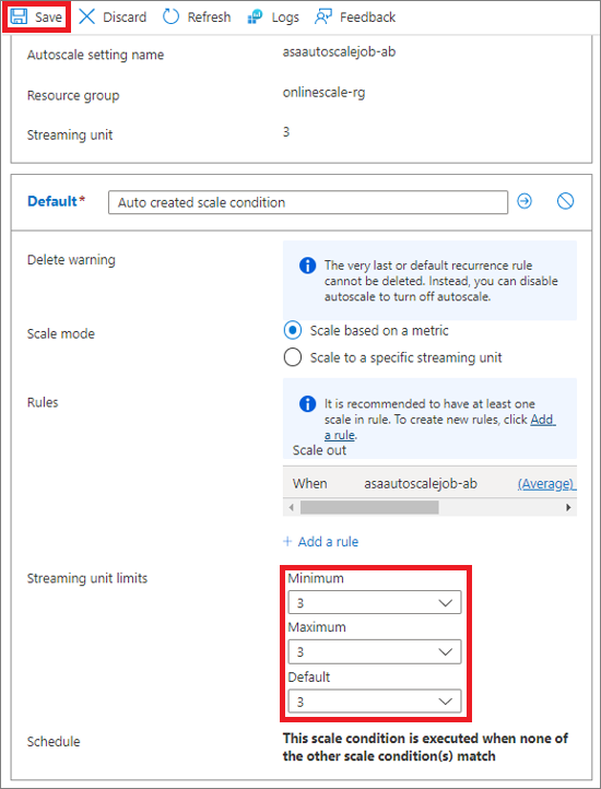 Screenshot showing the Save option for a rule.