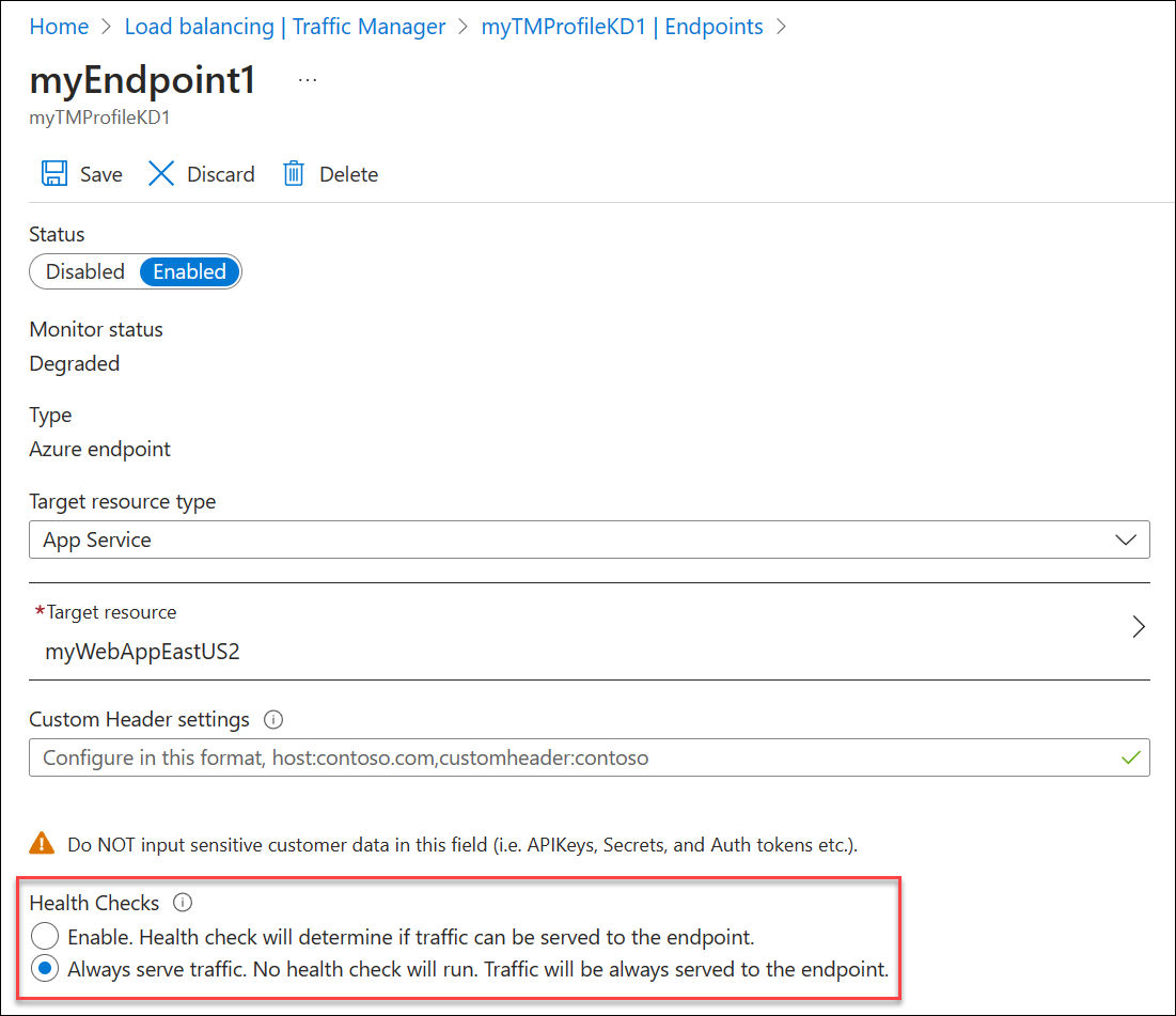 Screenshot of endpoint health checks.