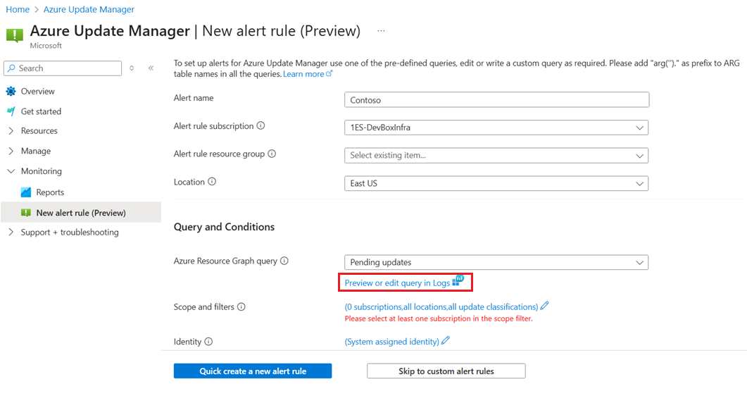 Screenshot that shows how to edit query in logs.