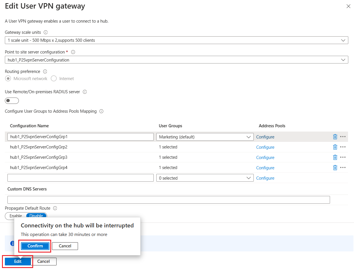 Screenshot of Confirm settings.