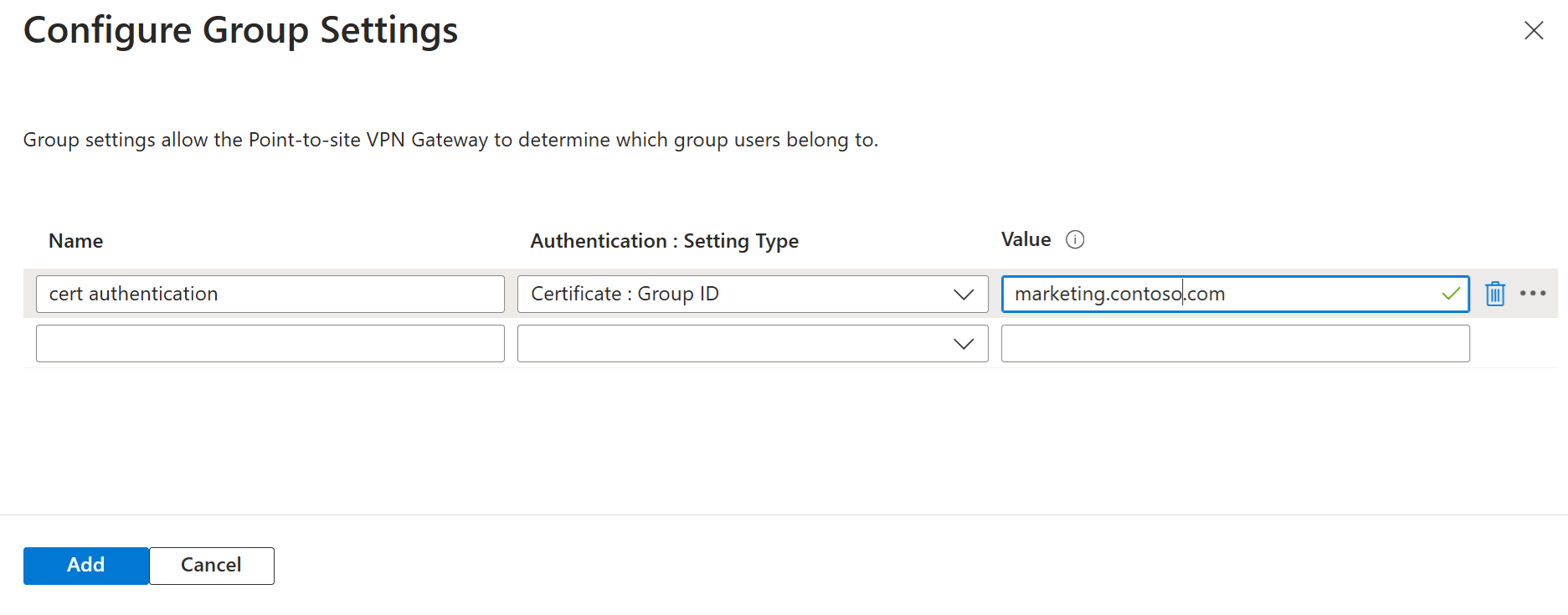 Screenshot of configuring values for User Group members.