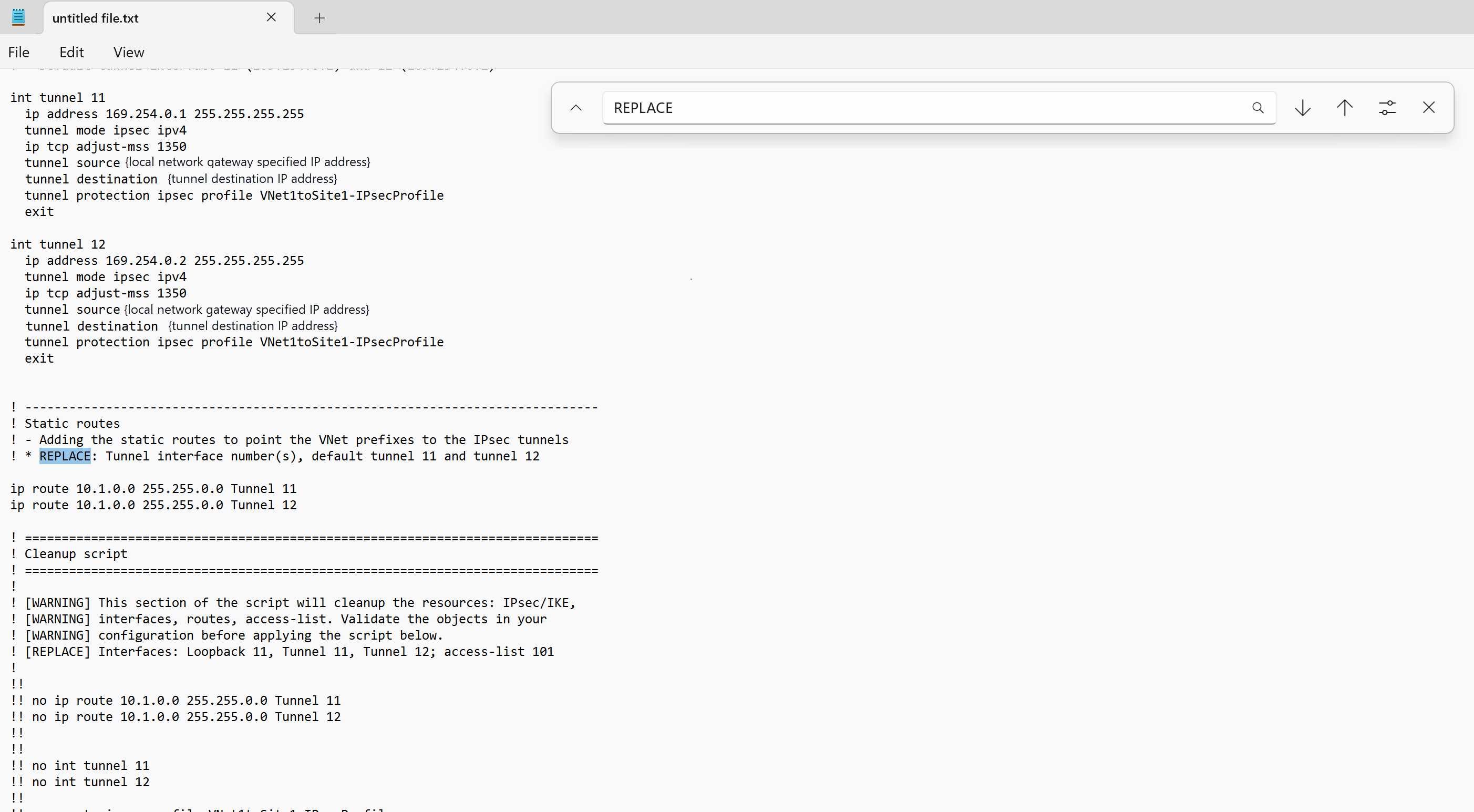 Screenshot shows the configuration file opened using a text editor.