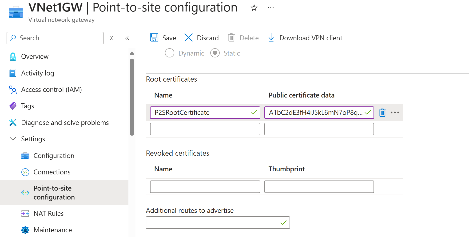 Screenshot of certificate data field.