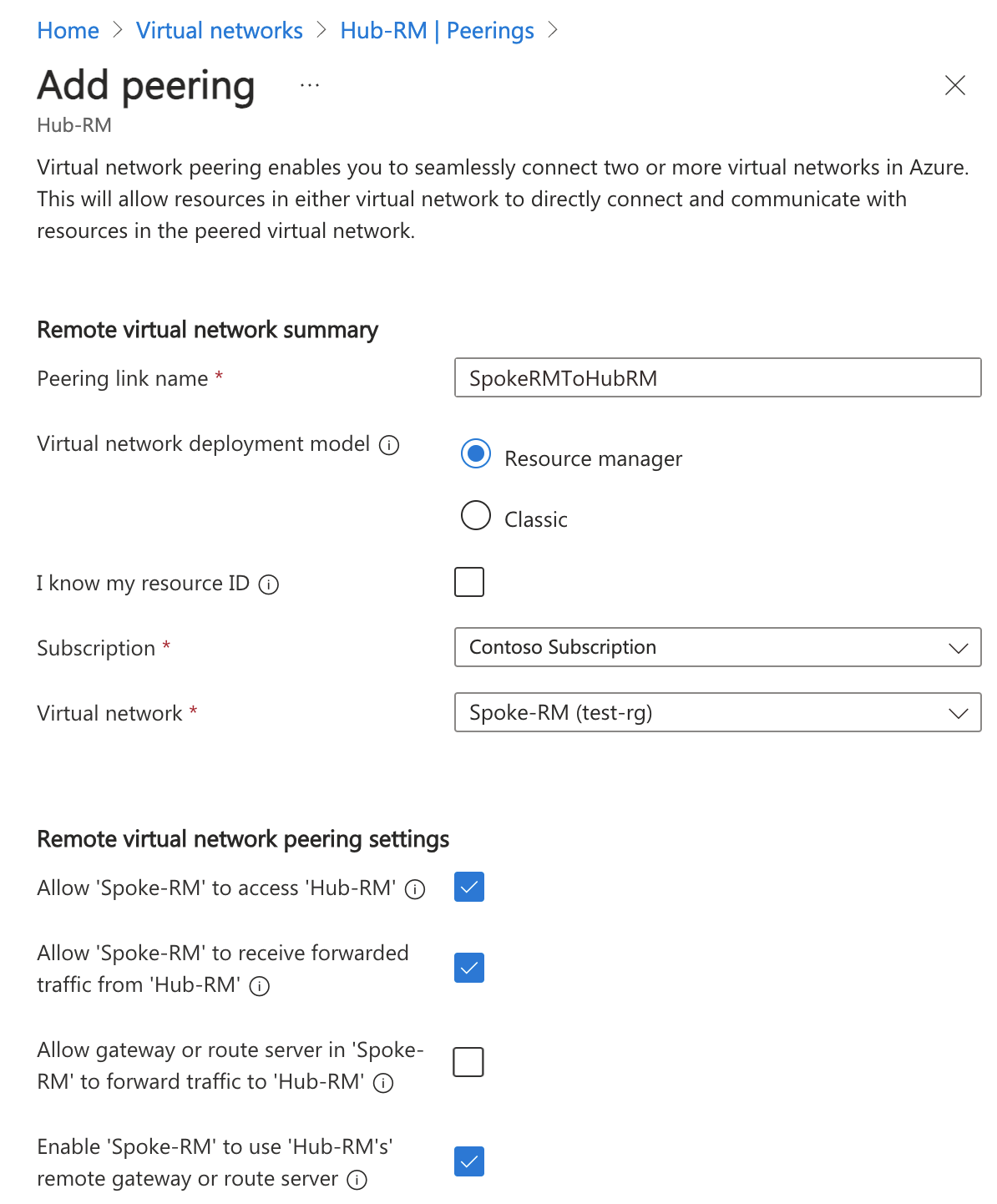 Screenshot shows add peering.