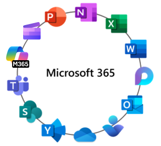 Microsoft 365 app icons in a circle colored out with Clipchamp joining the circle