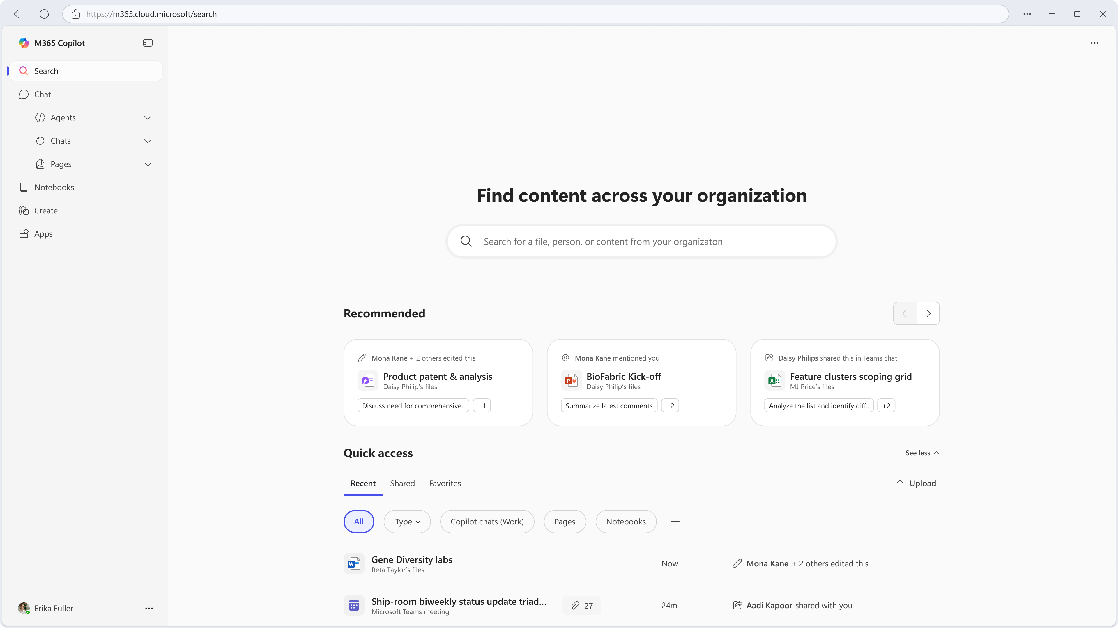 Screenshot that shows Microsoft 365 Copilot Search.