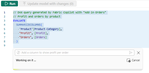 Screenshot showing a selection included with the Copilot prompt.