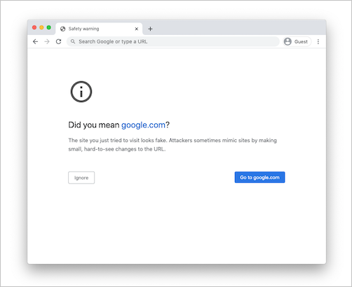 Screenshot of a similar site warning in Chrome.