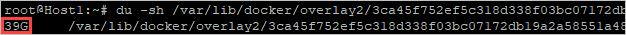Screenshot of how to identify the log collector size on disk.