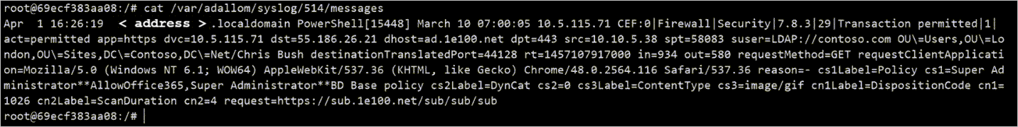 Screenshot of analyzing traffic using the cat command.