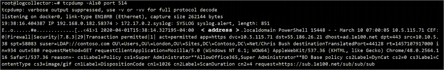 Screenshot of analyzing network traffic via tcpdump.