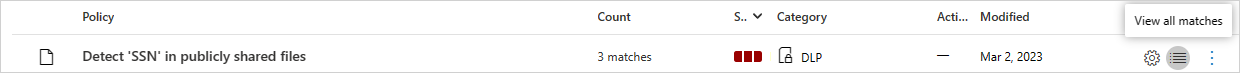 Screenshot of sample policy matches.