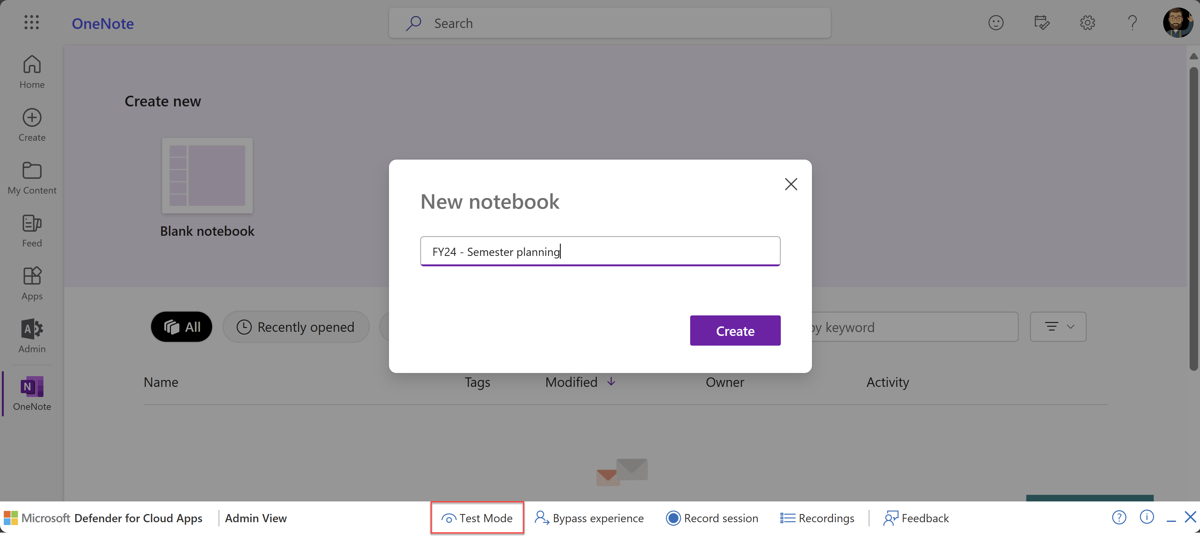 Screenshot of the new Test Mode button.