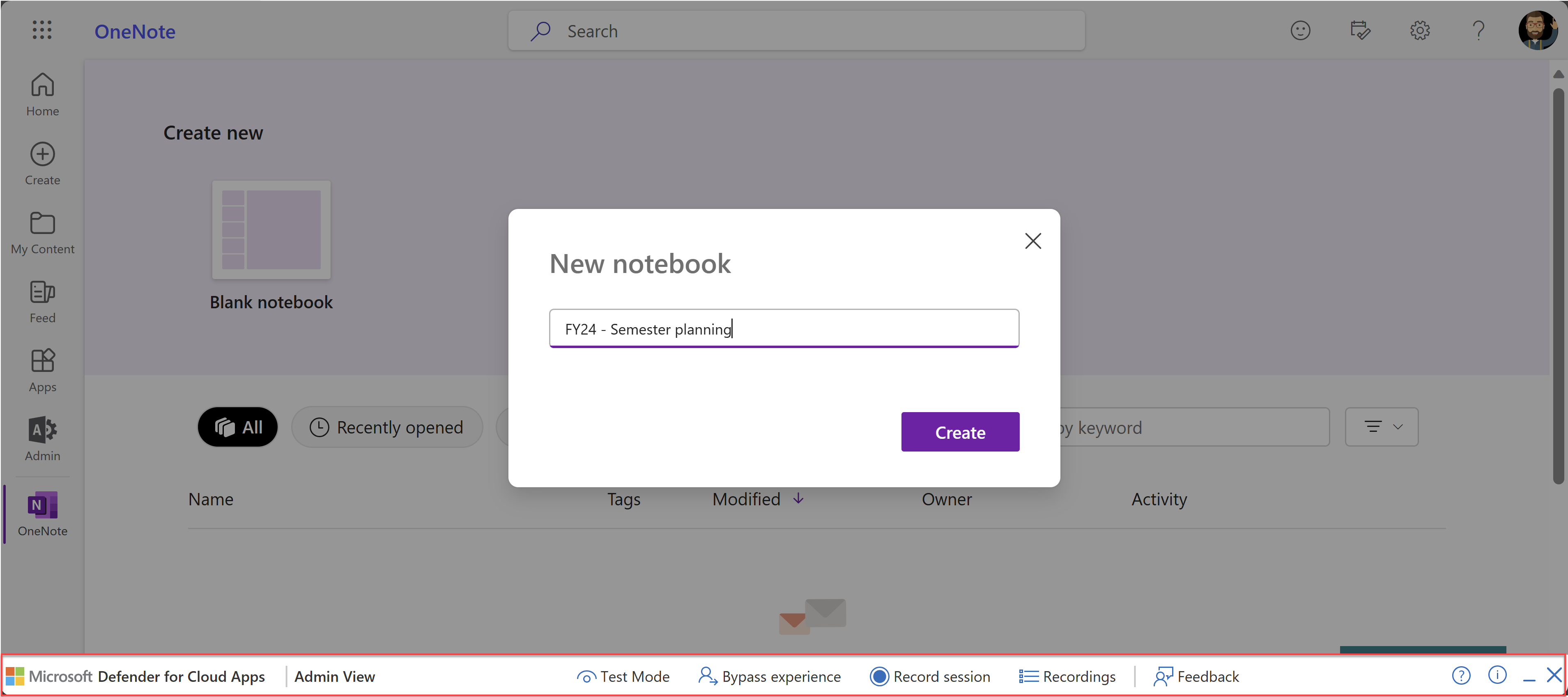 Screenshot of the Admin View toolbar.