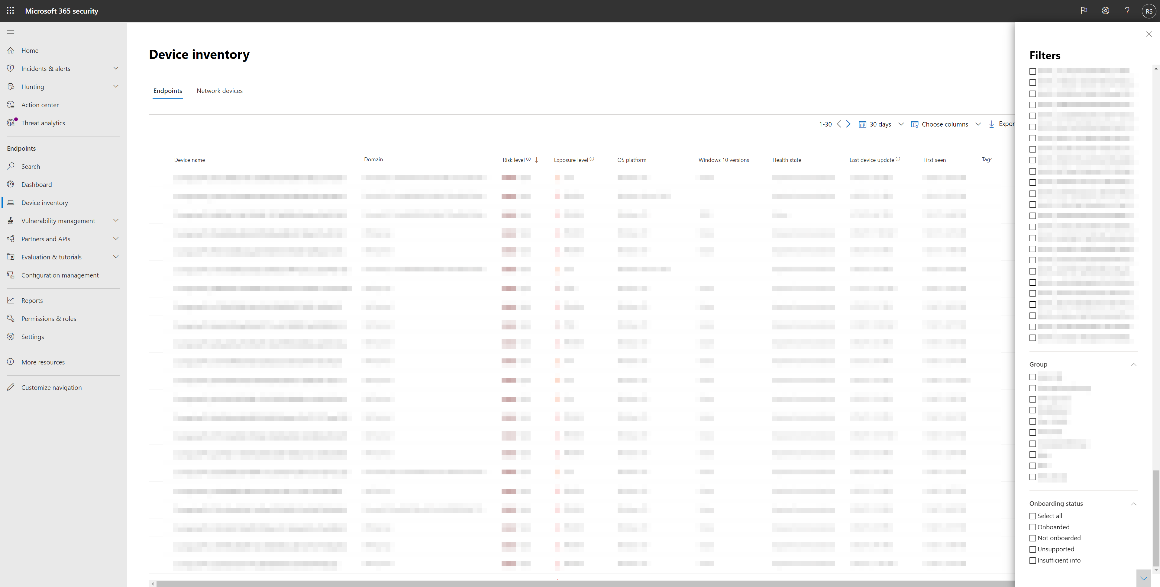 The device inventory dashboard