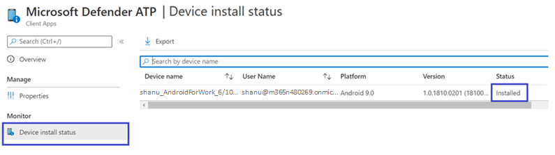 The device installation status pane