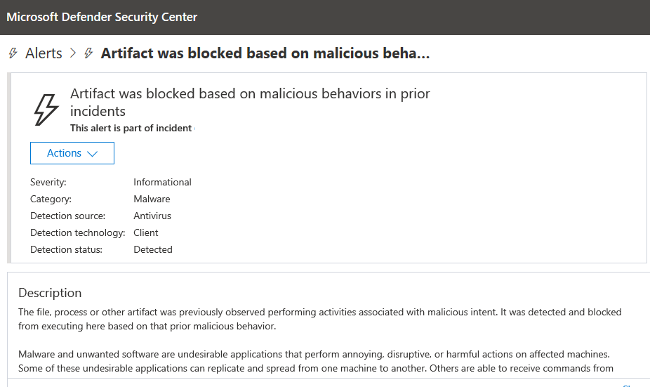 Artifact blocked