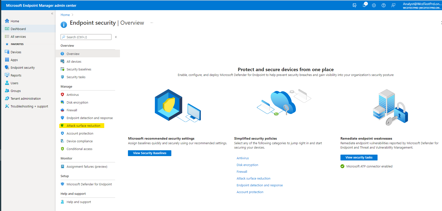 The Attack surface reduction in Intune