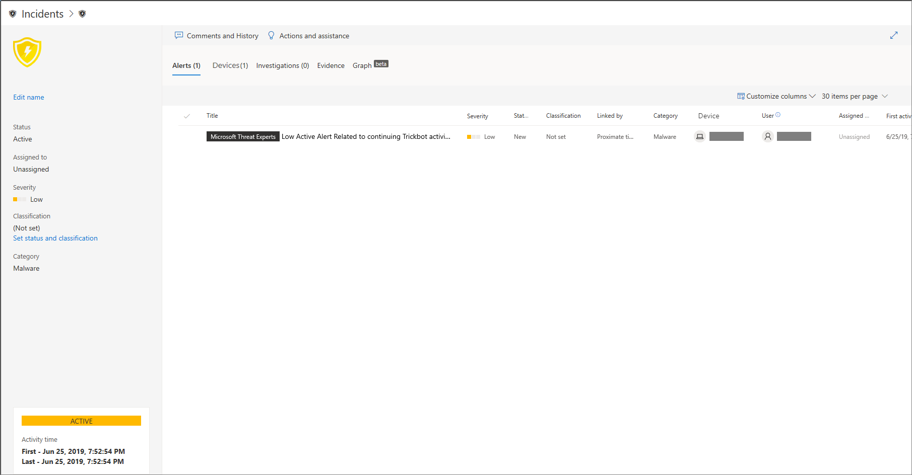 The incident detail page