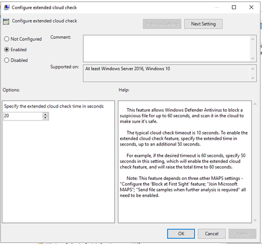 config extended cloud check