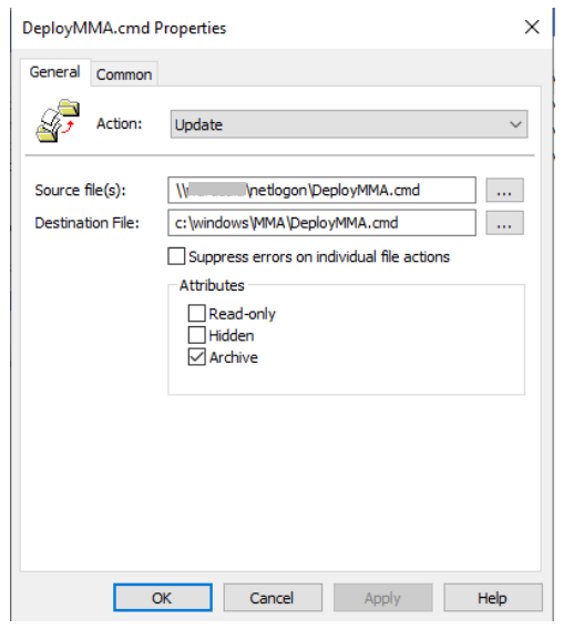 The deploy mma cmd properties