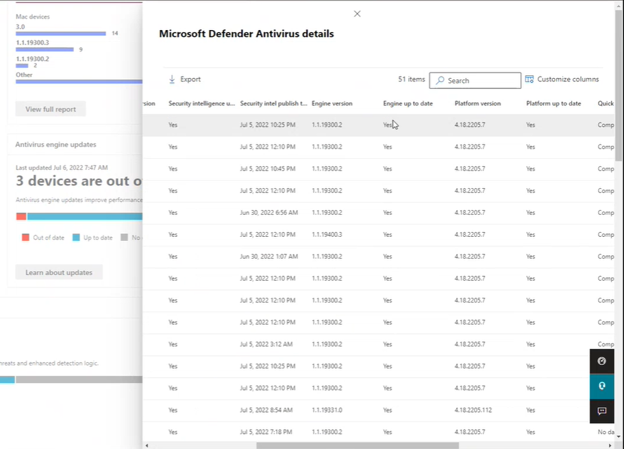 Shows Microsoft Defender Antivirus version details