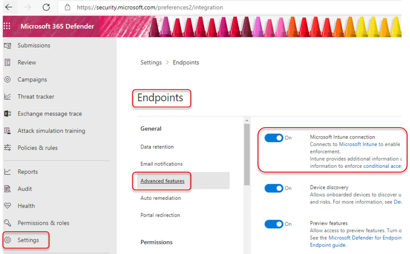 The Defender for Endpoint - Intune connector.