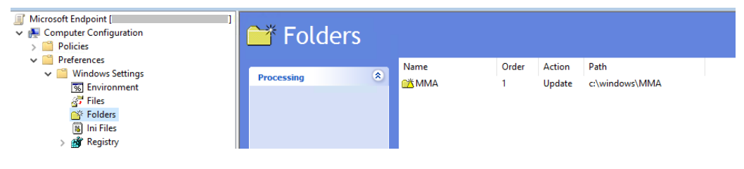 The folders location