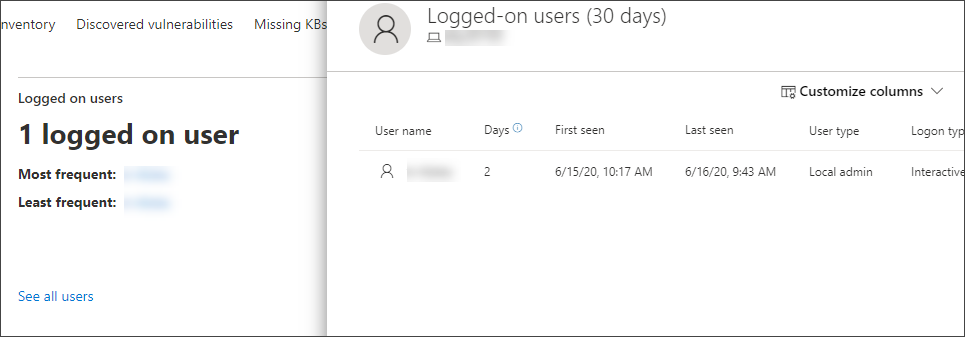 The user details pane