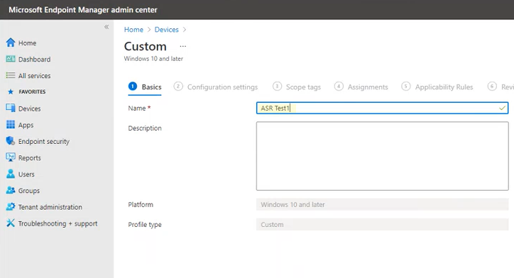The basic attributes in the Microsoft Intune admin center portal