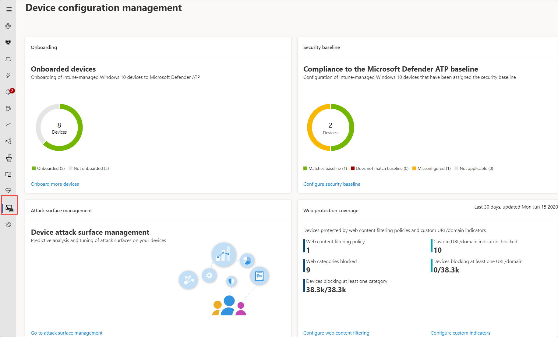 The Security configuration management page