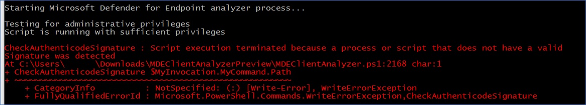 The client analyzer error