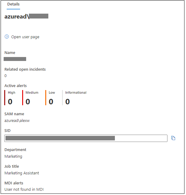 The details pane when a  user is selected