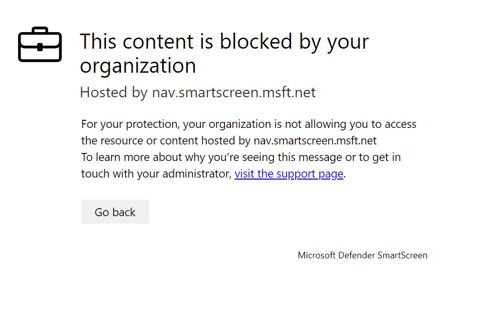 Screenshot of notification that content is blocked.