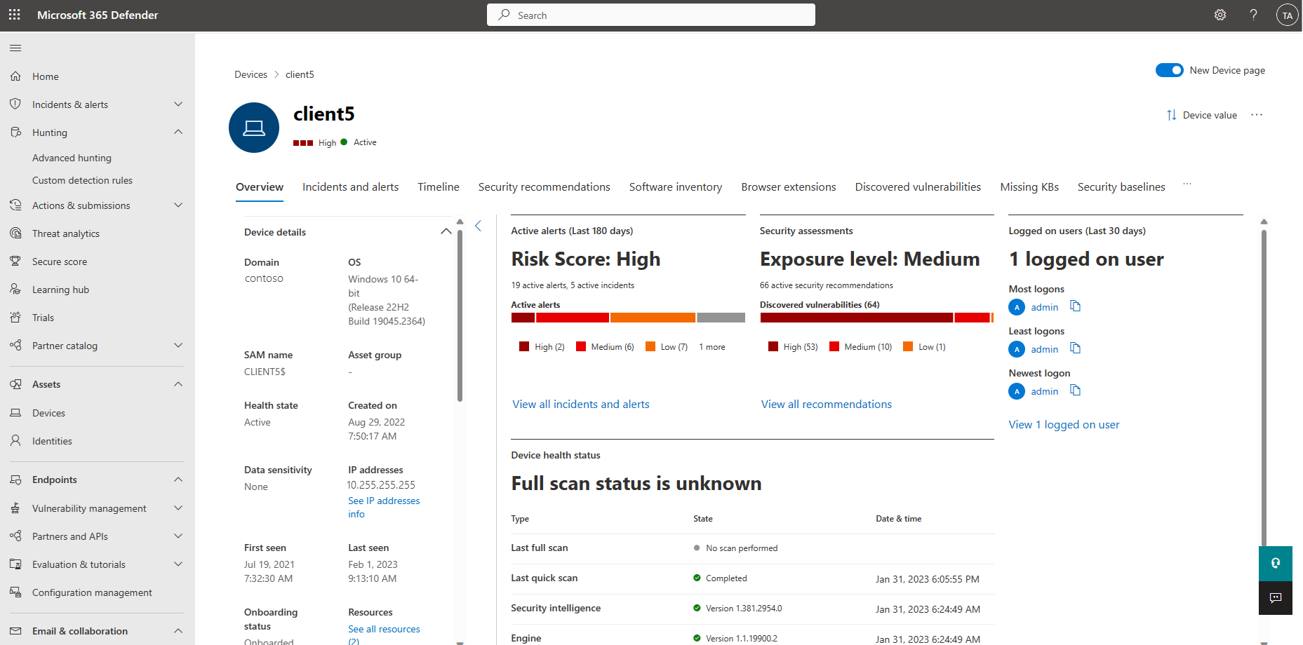 Screenshot of a device details page.