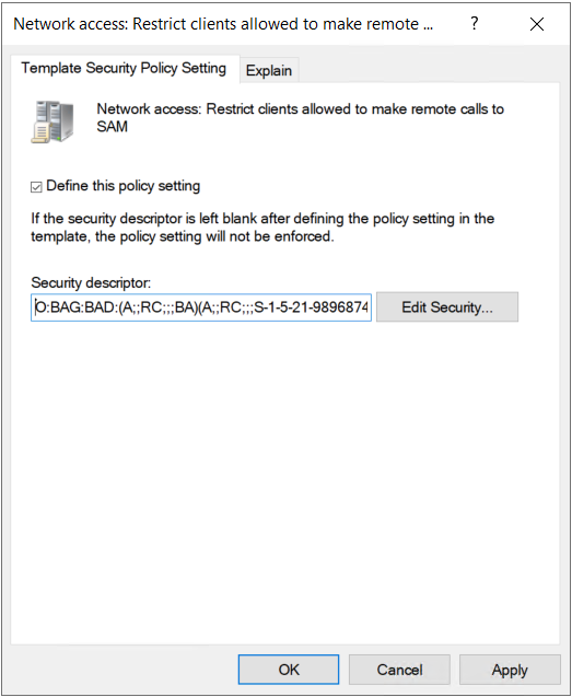 Screenshot of the Network access policy settings.