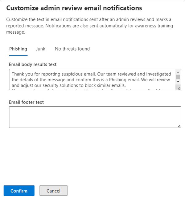 The user email notification customization options on the User reported settings page.