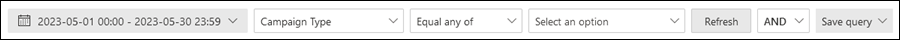 Campaign filters on the Campaigns page.
