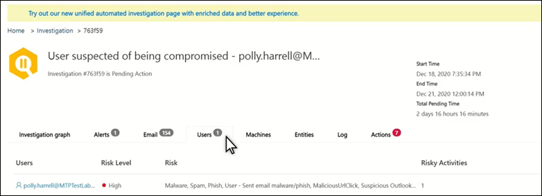 The Investigate compromised users.