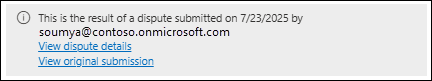 Screenshot of the disputed results box for email messages.
