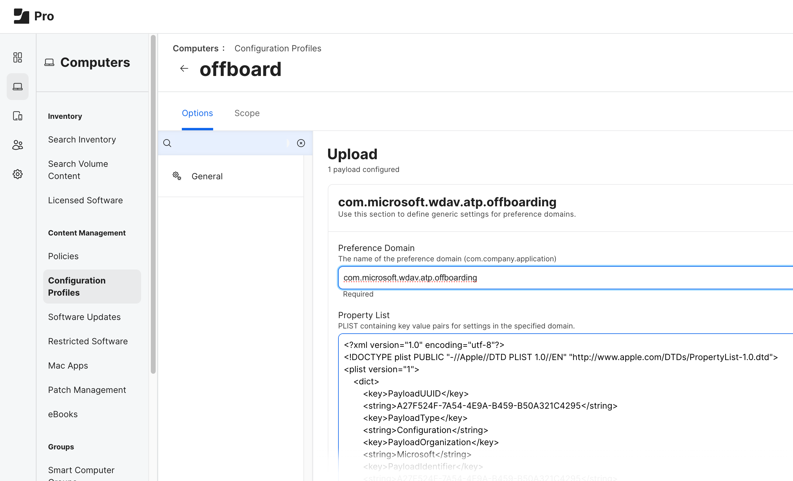 Screenshot of the JAMF offboarding screen