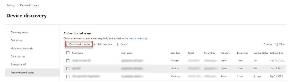 Screenshot of the add new authenticated scan screen.