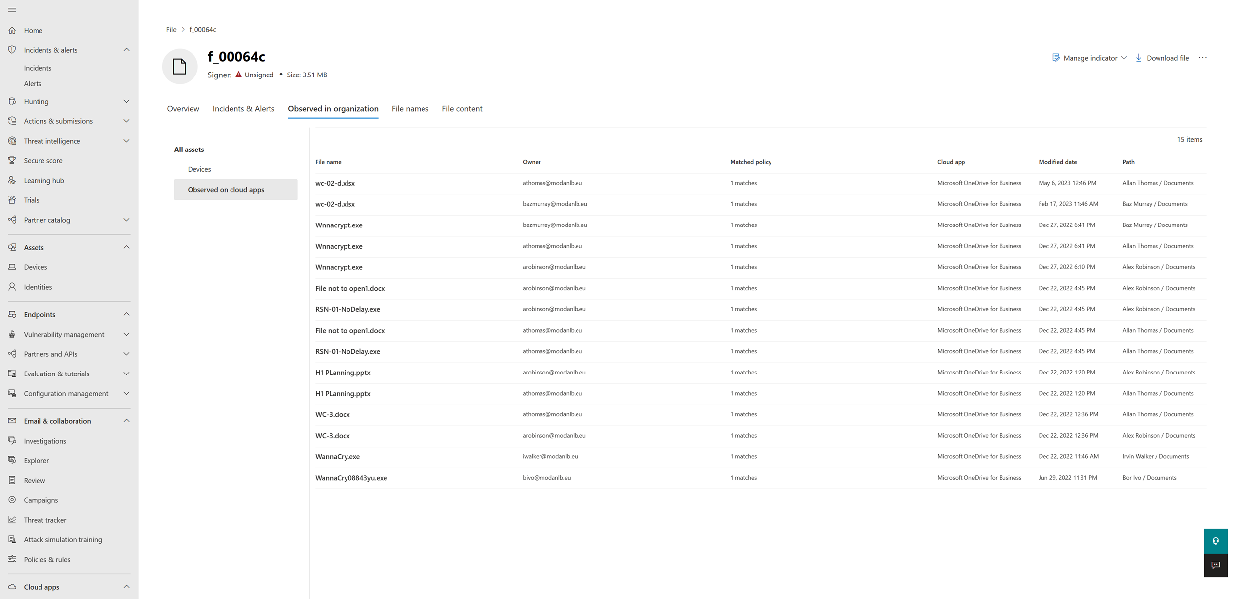 Screenshot of the cloud apps page within a file
