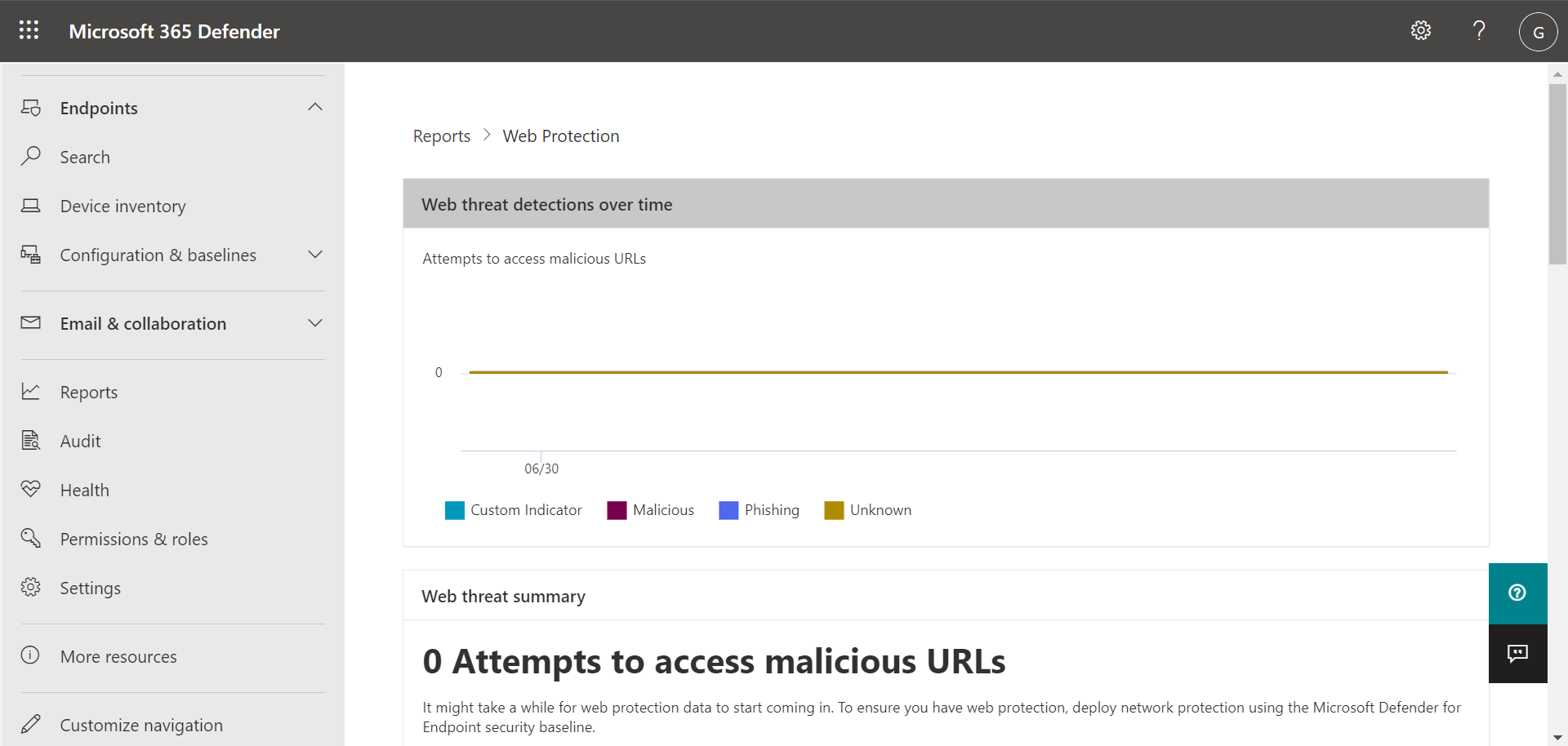 Web protection report