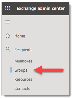 Screenshot of the Groups menu item.